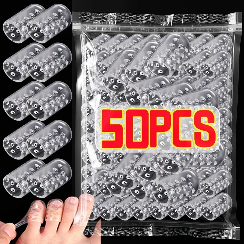 50 Stück transparente, atmungsaktive Zehenabdeckungen aus Silikon, verhindert Blasen, Zehen, Schlauchelastizität, Anti-Reibung, Fußpflege, Zehenschutz