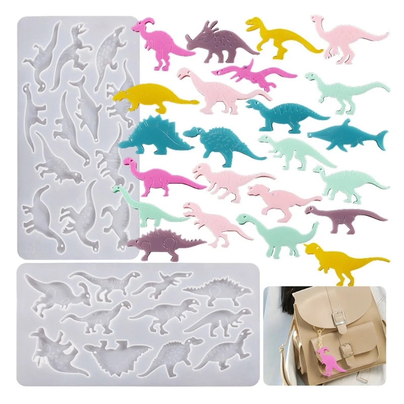 Dinosaurus Sleutelhanger Hars Mal Siliconen Ketting Hanger Mal Voor Sieraden Maken Diy Dinosaurus Charme Epoxy Mal Diy Ambacht