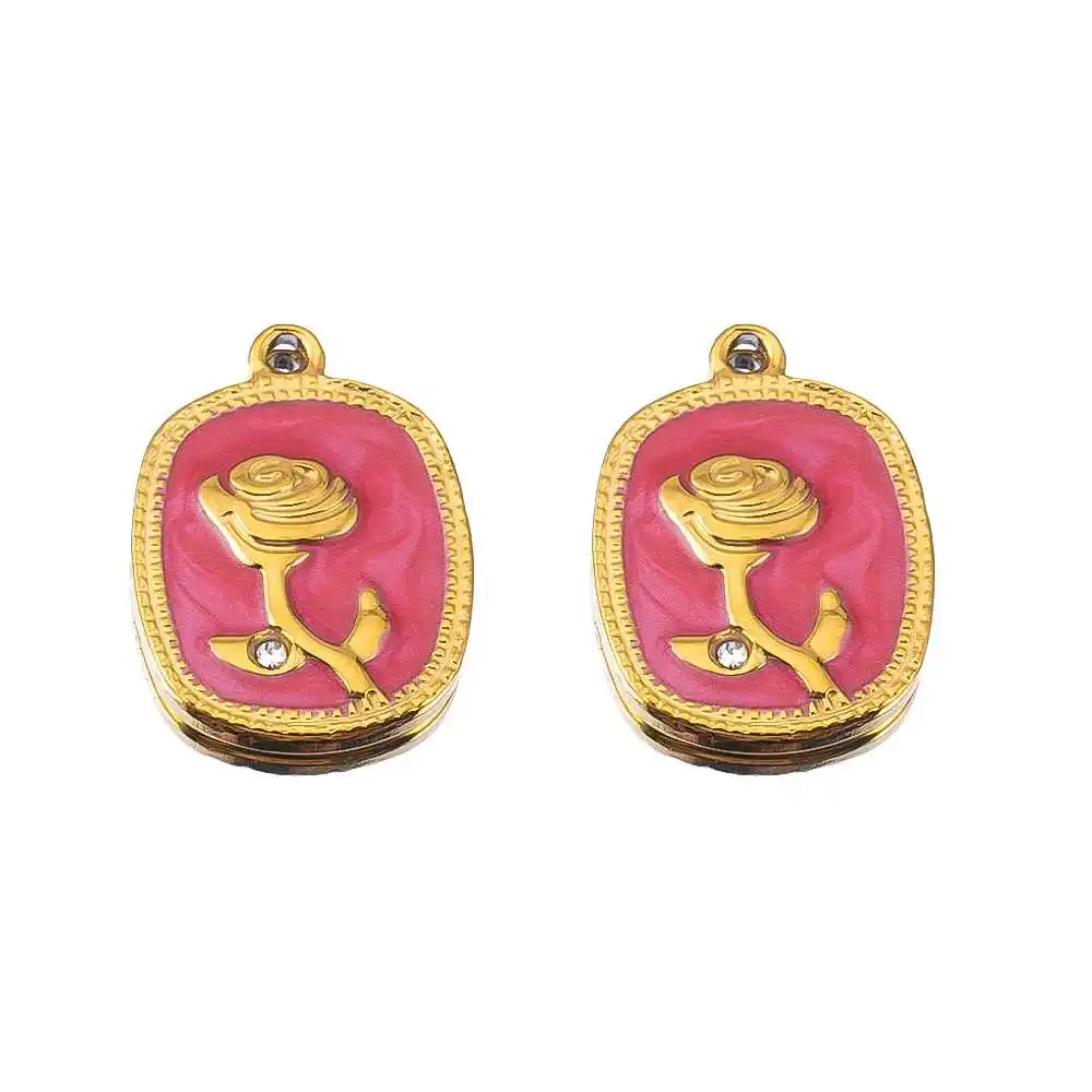 2/5pcs Stainless Steel Enamel Flower Pendants Charms For DIY High Quality Jewelry Making Bracelet Necklace Accessories Wholesale