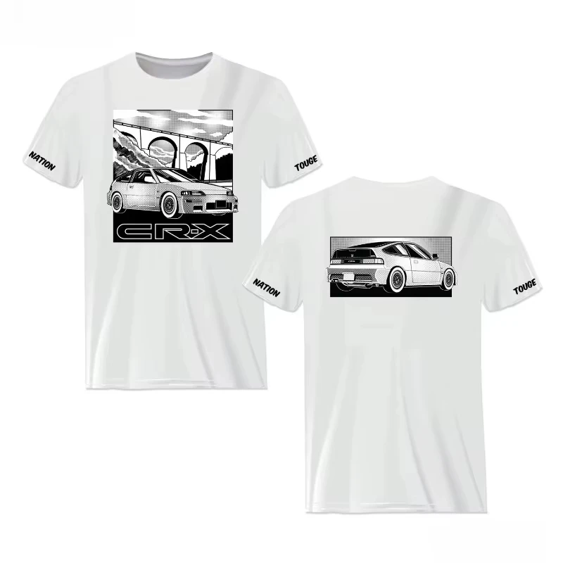 

Honda Trendy Hot Items Weekend Racing Retro Print Motorcycle The Same Cotton Loose Crew Collar T-shirts for Both Men Women Tops