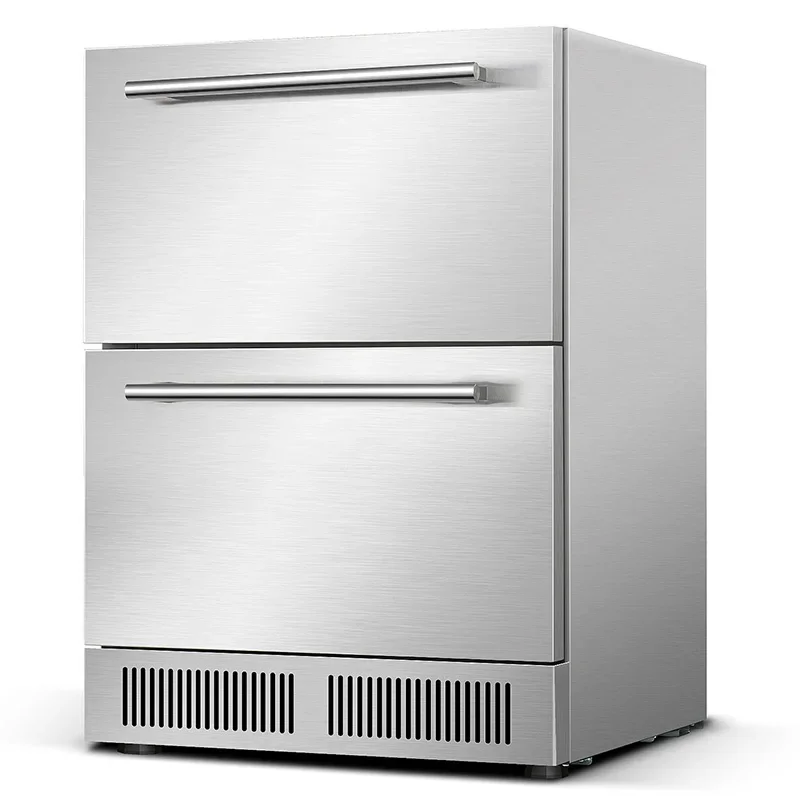 BC-145WS Wine Refrigerator Undercounter Refrigerator 2 Drawer Refrigerator with Different Temperature 4.87 Cu.ft. Capacity Water