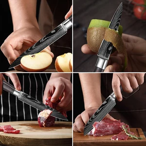 Bộ dao nhà bếp bằng thép không gỉ, laser mơ, santoku cleaver của Nhật Bản, dao đầu bếp tiện ích lát cắt, 7CR17, 440C, 3 PCS 12 Bọ vít bán hàng chính - 1