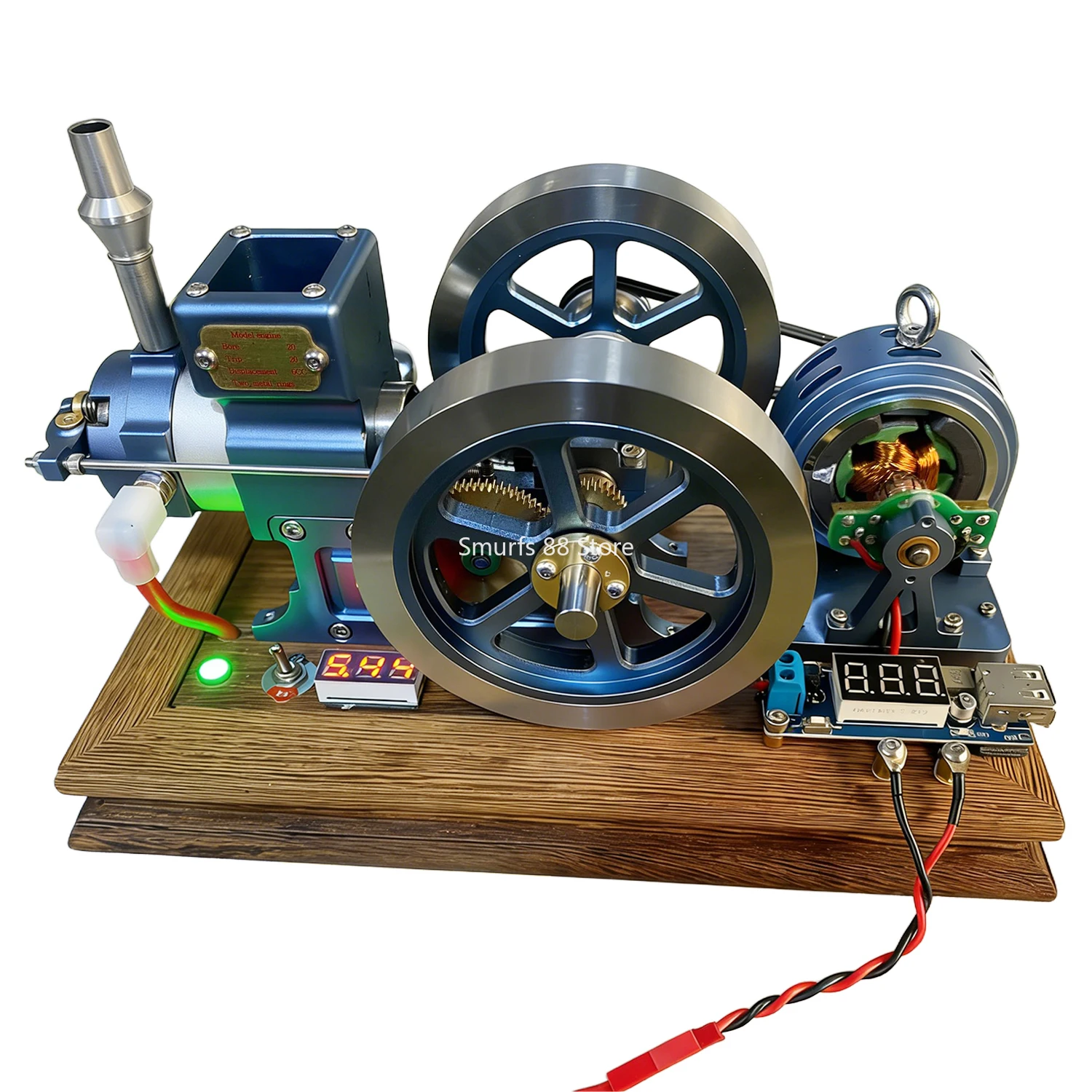 Retro Horizontal Engine Model Metal Single Cylinder Water Cooled Generator Startable and Speed Adjustable Engine Model Toy