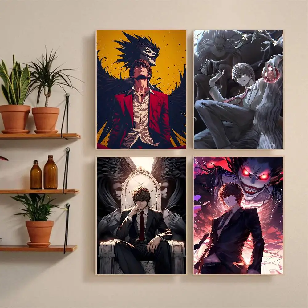 Anime D-DEATH N-NOTE Yagami Light Poster Self-adhesive Art Waterproof Paper Sticker Coffee House Bar Room Wall Decor