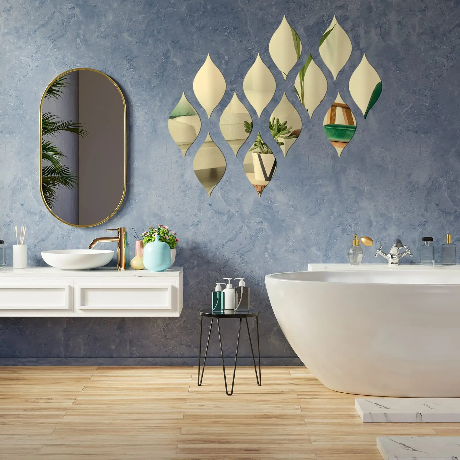 10pcs/set Acrylic Bedroom Mirror Wall Sticker Home Decoration Self-adhesive Waterpoof Mural Living Room Kitchen Door Wallpaper