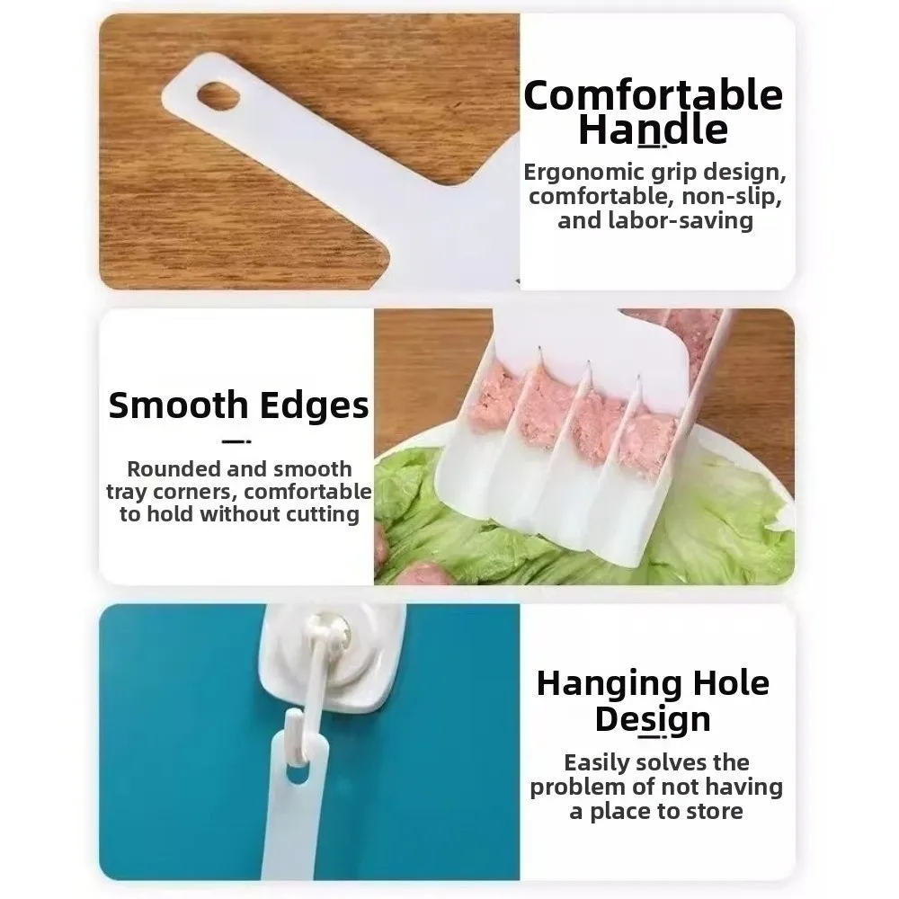 Four-Cavity Structure Meatball Maker Squeeze Molding Spoon-Shaped Meatball Molding Tool Fish Ball Maker Food Preparation