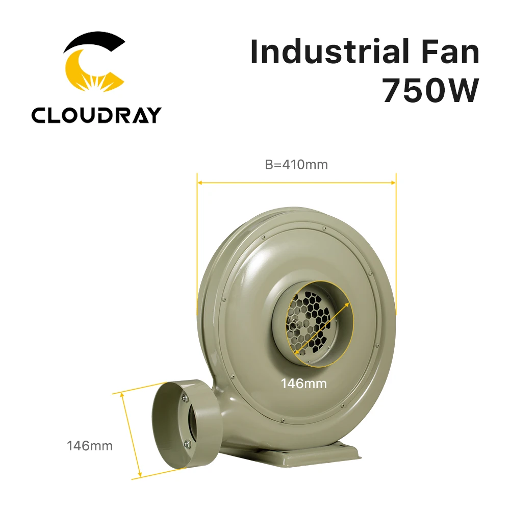 Cloudray 220V 750W Exhaust Fan Air Blower Centrifugal for CO2 Laser Engraving Cutting Machine Medium Pressure Lower Noise