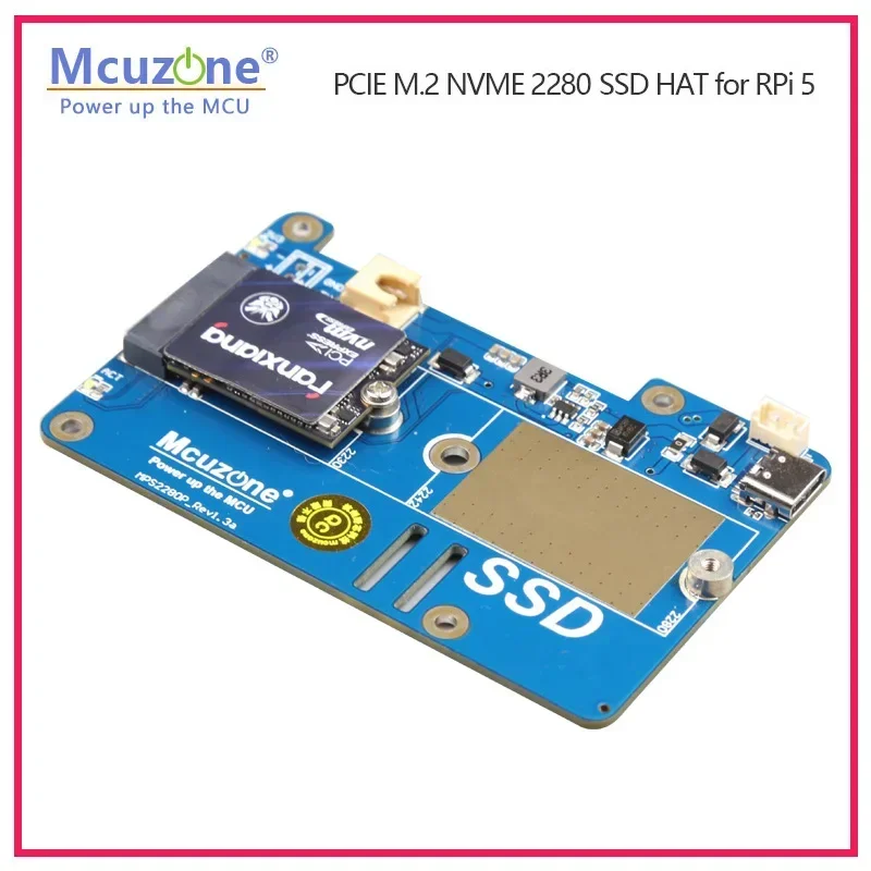 Nowy MPS2280P PCIE M.2 NVME SSD HAT dla Raspberry Pi 5, obsługa 2280 2230 2242 Gen 3, zasilanie AUX do SSD 3A