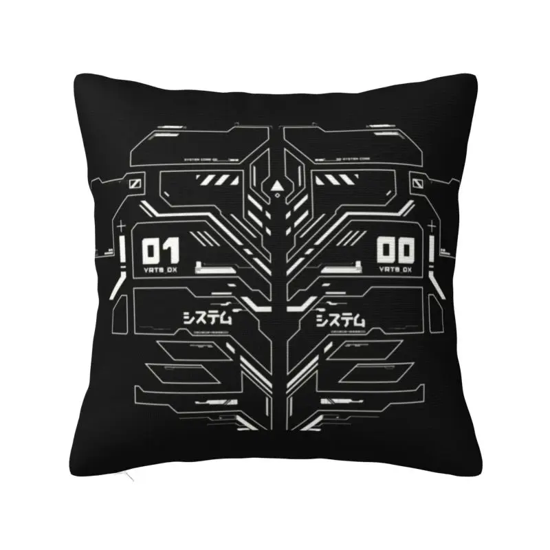 Japanese Techwear Pillow Case 40x40cm for Sofa Future Tech Street Wear Style Modern Cushion Cover Velvet Pillowcase