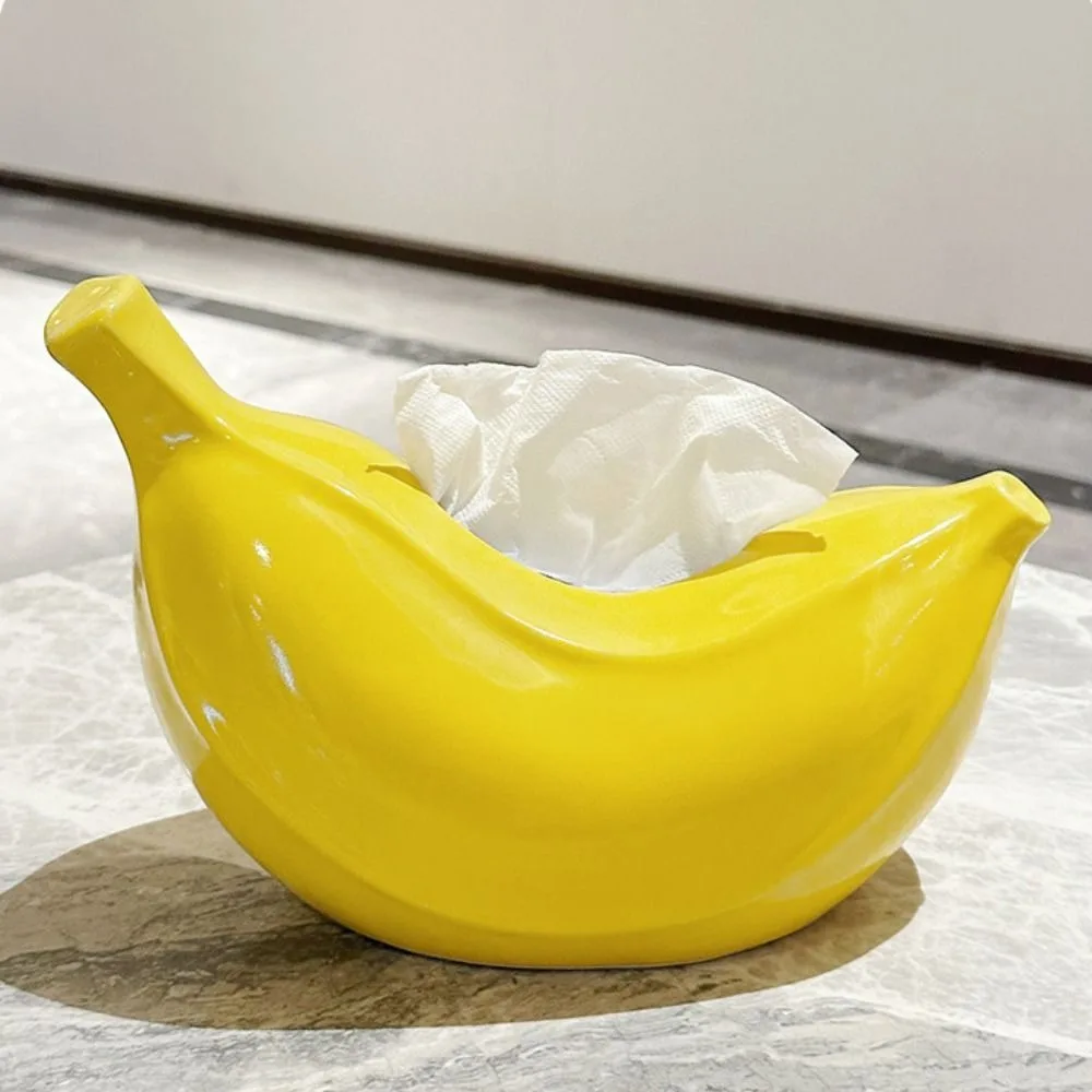 

Multi-purpose Ceramics Banana Tissue Box Modern Stylish Household Paper Box Exquisite Facial Paper Organizer Bedroom