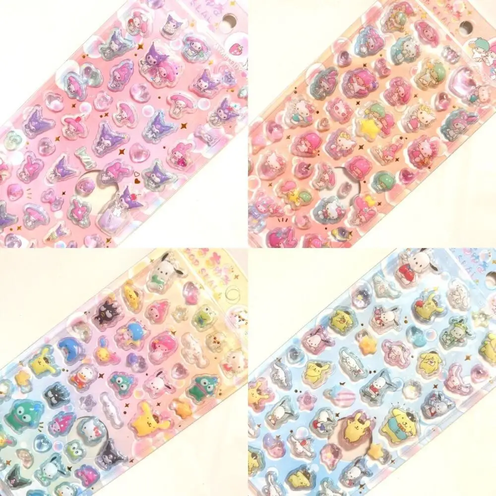 

4Pcs Sanrio Little Twinstars Usahana Melody Three-Dimensional Relief Sticker Diy Notebook Water Cup Phone Case Girl Holiday Gift