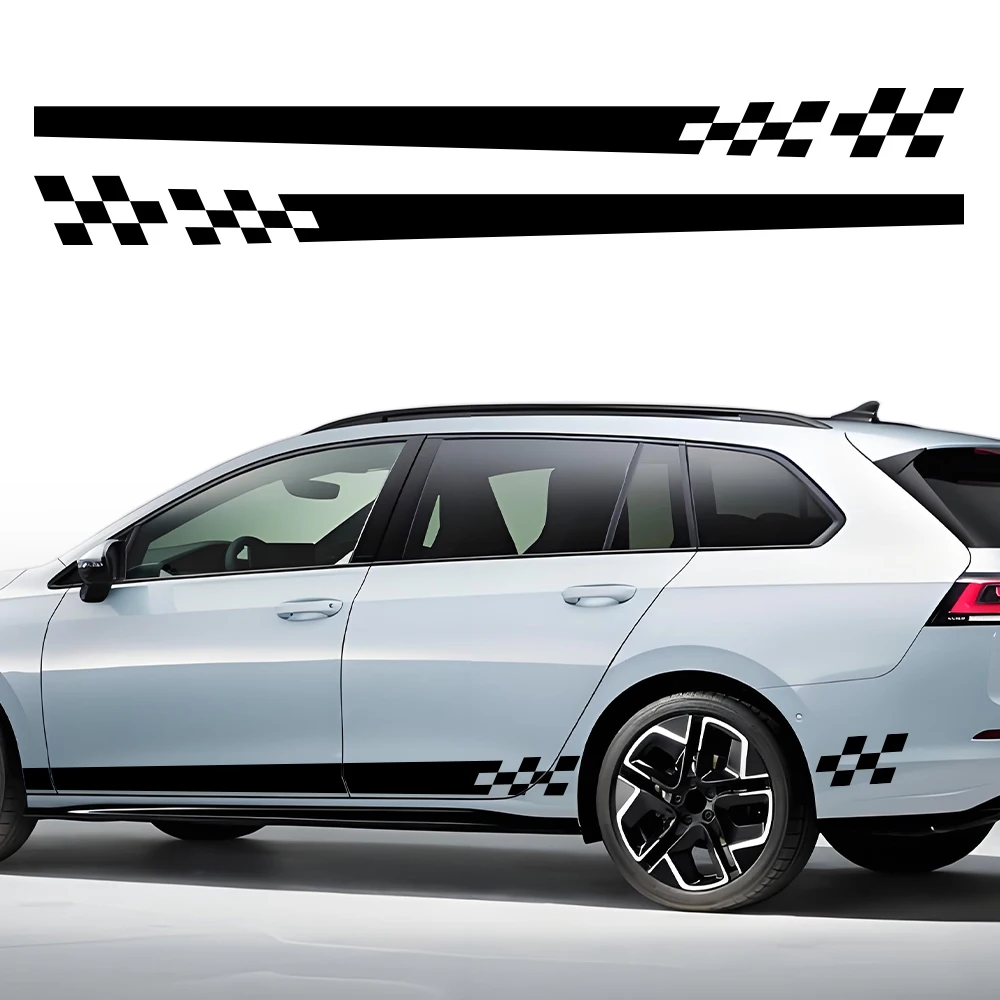 Car Side Door Sticker Racing Checkered Flag Vinyl Decals For Volkswagen VW Golf Variant MK8 MK7 R‑Line Estate Body Decor Sticker