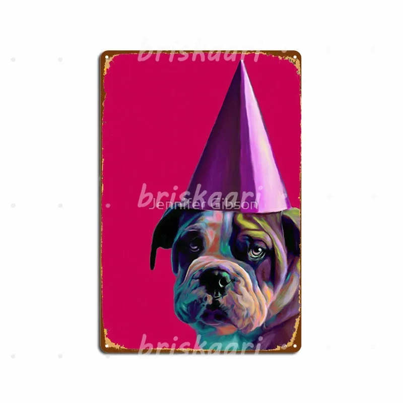 Pink Birthday Pup Metal Signs Wall Cave Kitchen Create Wall Decor Metal Posters