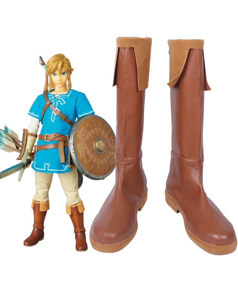 

Breath of the Wild Link Cosplay Boots Brown Shoes Custom Made for Unisex