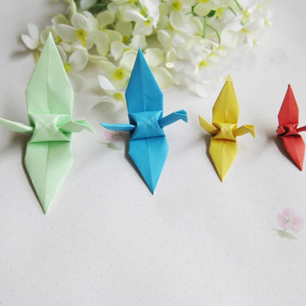 100 pz Origami Gru Decorazioni 9 Cm Gru di Carta Per La Festa A Casa di Nozze Progetti Artigianali Fai Da Te Colore Misto Effetto Pearlite