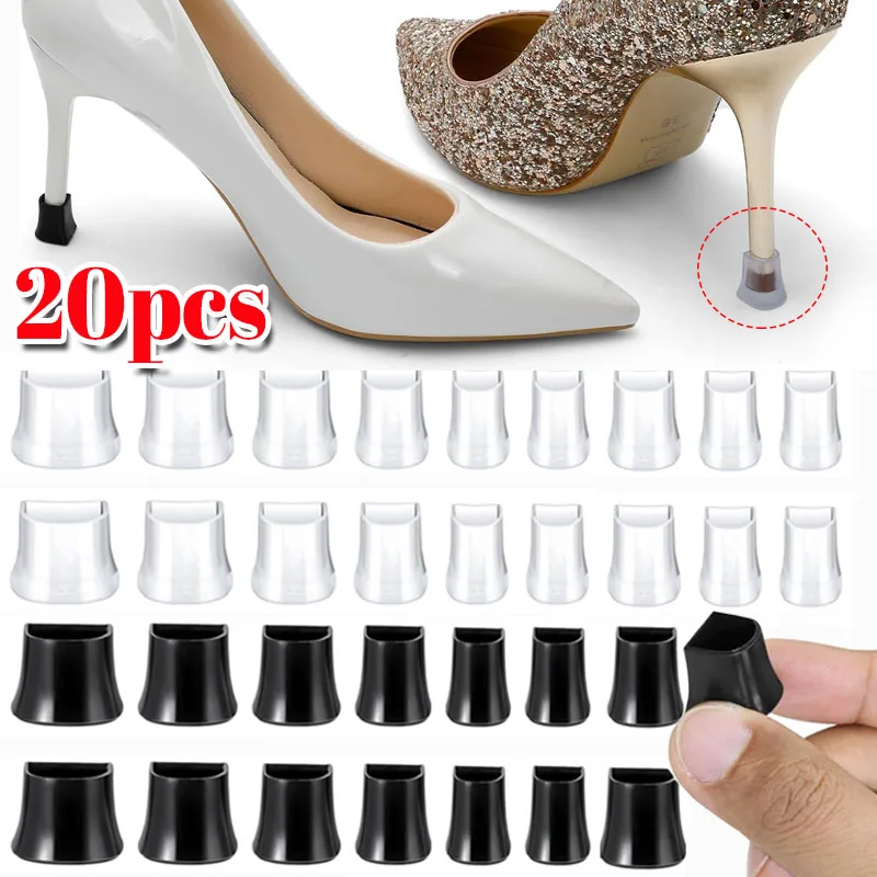 2/20Pcs Antislip Silicone Heel Protectors Stoppers Latin Stiletto Dancing Cover Silent High Heeler Bridal Wedding Shoe Accessory