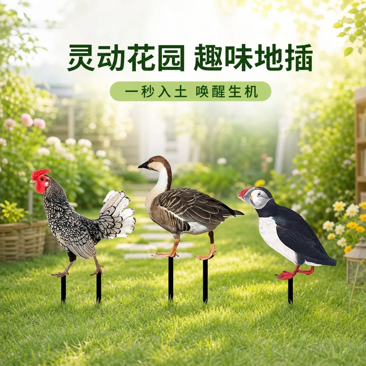 2D HD printing art Acrylic Animal Garden fake wooden pile model pastoral style ground plug countryside yard lawn decoration y765