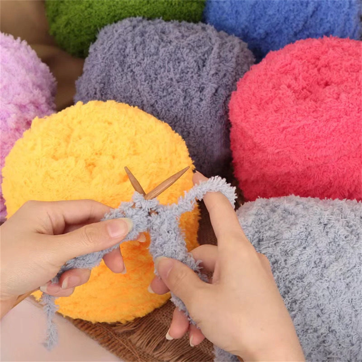 100g 3ply Coral Fleece Yarn Long Hair Mink Yarn Cashmere Yarn for DIY Hand Knitting Crochet Sweater Thread Baby Yarn