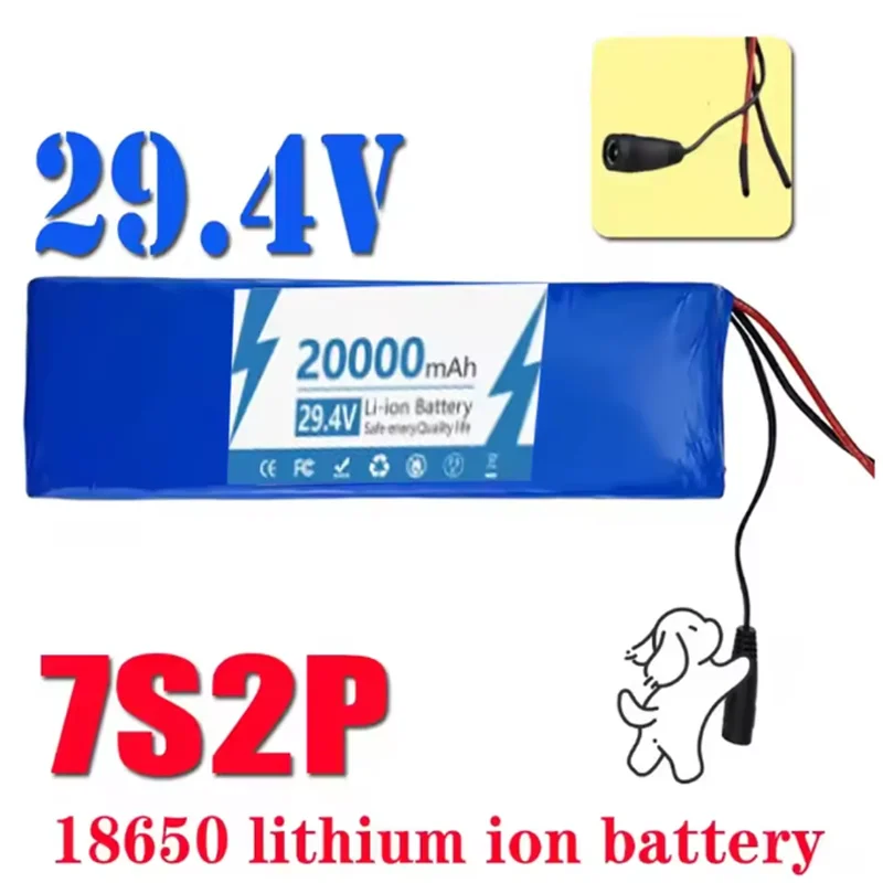 

7S2P 18650 Lithium Ion Battery Pack 29.4V 20000mAh Rechargeable Built in BMS For Electric Scooter Battery etc