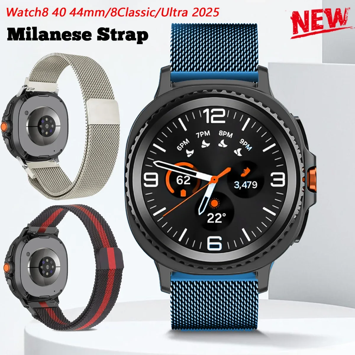 

Миланский ремешок для Samsung Galaxy Watch 8 Classic 8 40 44 мм, металлический магнитный браслет Milan 7 Ultra 2025 из нержавеющей стали, ремешок для часов