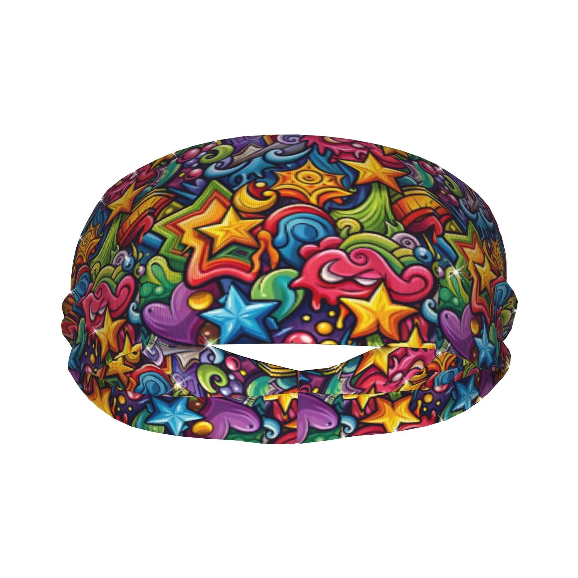 

Красочная повязка на голову с принтом граффити, впитывающая пот, эластичная, нескользящая, спортивная повязка для волос для йоги, бега, уличного искусства, унисекс