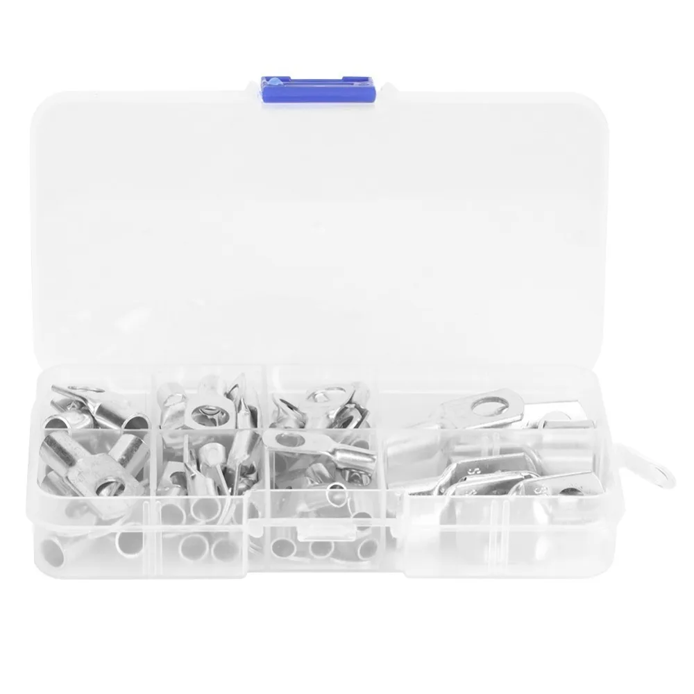60PCS SC6-25 Series Peeping Copper Terminal Ring Tongue Type Compartment Storage Box Open-Window Wire Terminal Battery Cable End