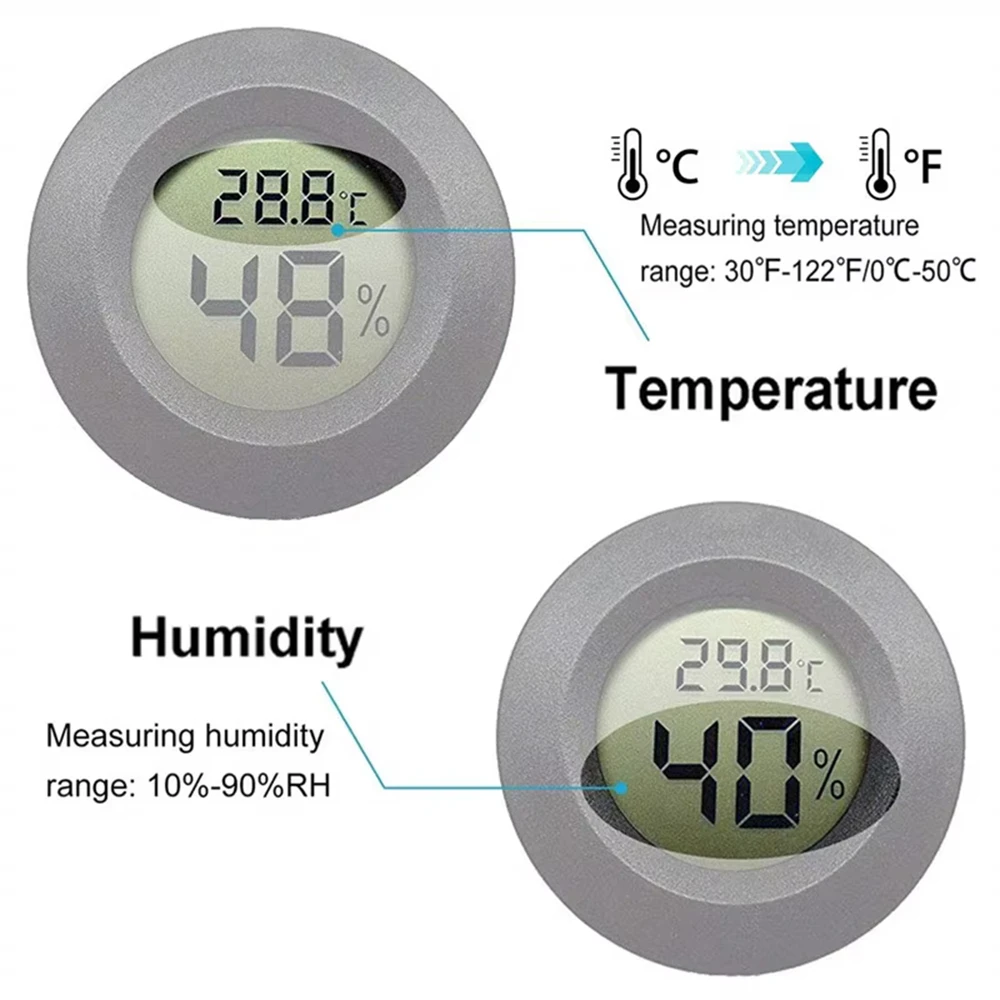 4 Pcs Mini Hygrometer Thermometer Fahrenheit or Celsius Meter Digital LCD Monitor Indoor Room Round Humidity Temperature Gauge