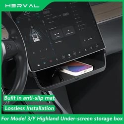 Herval For Tesla Model Y Model 3 Highland Under Screen Storage Tray Storage Box Behind The Screen Storage Box Car Accessories