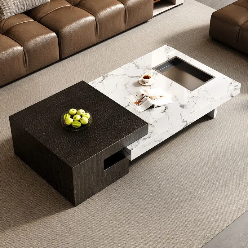 Rock slab coffee table small apartment living room household storage telescopic rectangular coffee table