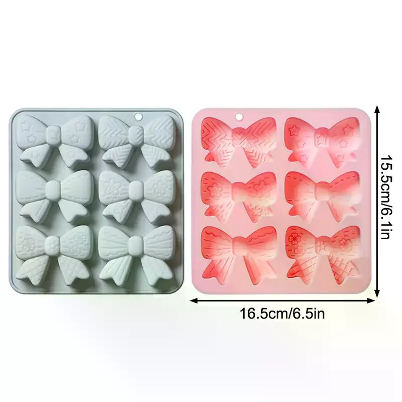 Bow Chocolate Silicone Mold, 6 Cavities Mini Bows Sugar Candy Mold Bowknot Cake Pop Mold DIY Cupcake Toppers Cake Decorating