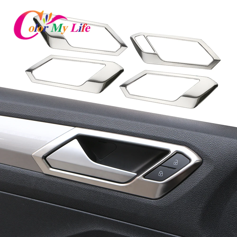 

Stainless Steel Inside Door Handle Bowl Cover Trim for Volkswagen T-Roc TROC 2018 - 2023 Frame Decoration Inner Car Accessories