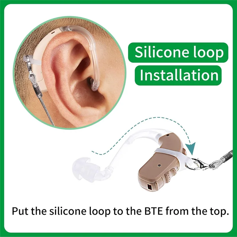 A74E-4PCS مساعدات للسمع كليب حبل مع حلقات ومشبك أمان لخلف الأذن مساعدات للسمع لمكبرات الصوت