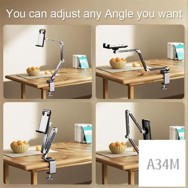 

A34M-Heavy-Duty Mobile Phone/Tablet Metal Stand, Flexible And Retractable Folding Stand, Aluminum Alloy Universal Lazy Stand
