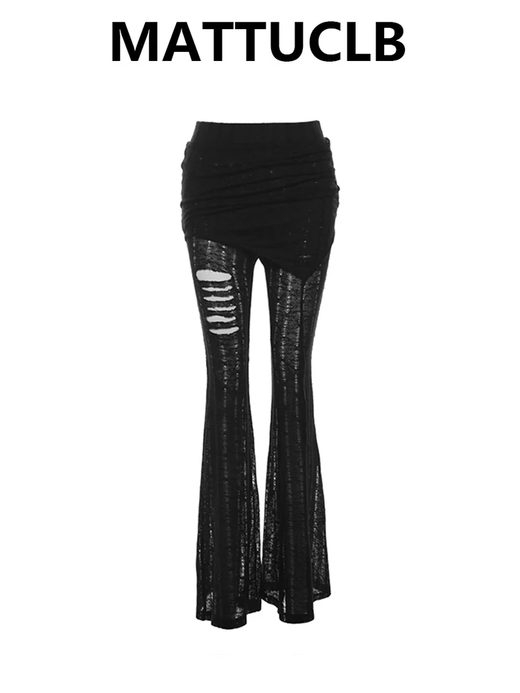 

Women Dark Academia Hollow Out Grunge Slim Gyaru Low Waisted Flare Pants Abi Y2k Harajuku Gyaru Bell-Bottom Long Trousers Japan