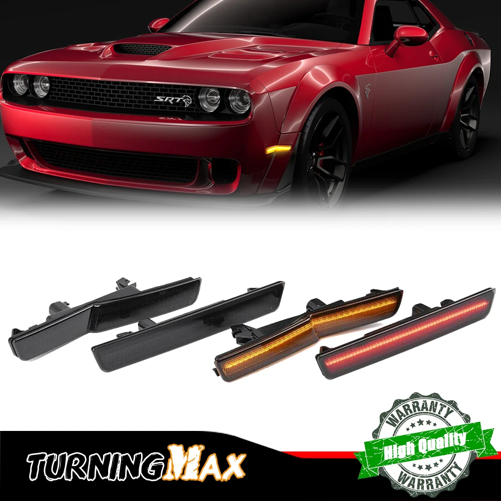 

Front White /Amber Rear Red LED Car Fender Side Marker Lights For 2018-2022 Dodge Challenger with factory widebody