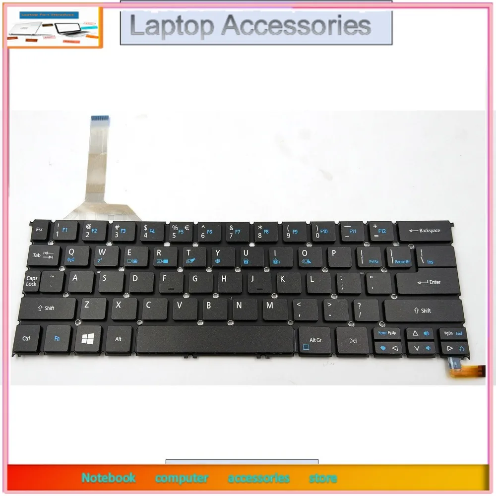 FNew teclado para ordenador portátil de EE. UU. para Acer Aspire R13 R7-371 R7-371T serie de R7-372 con retroiluminación AEZS8R00020 NK.I1213.024