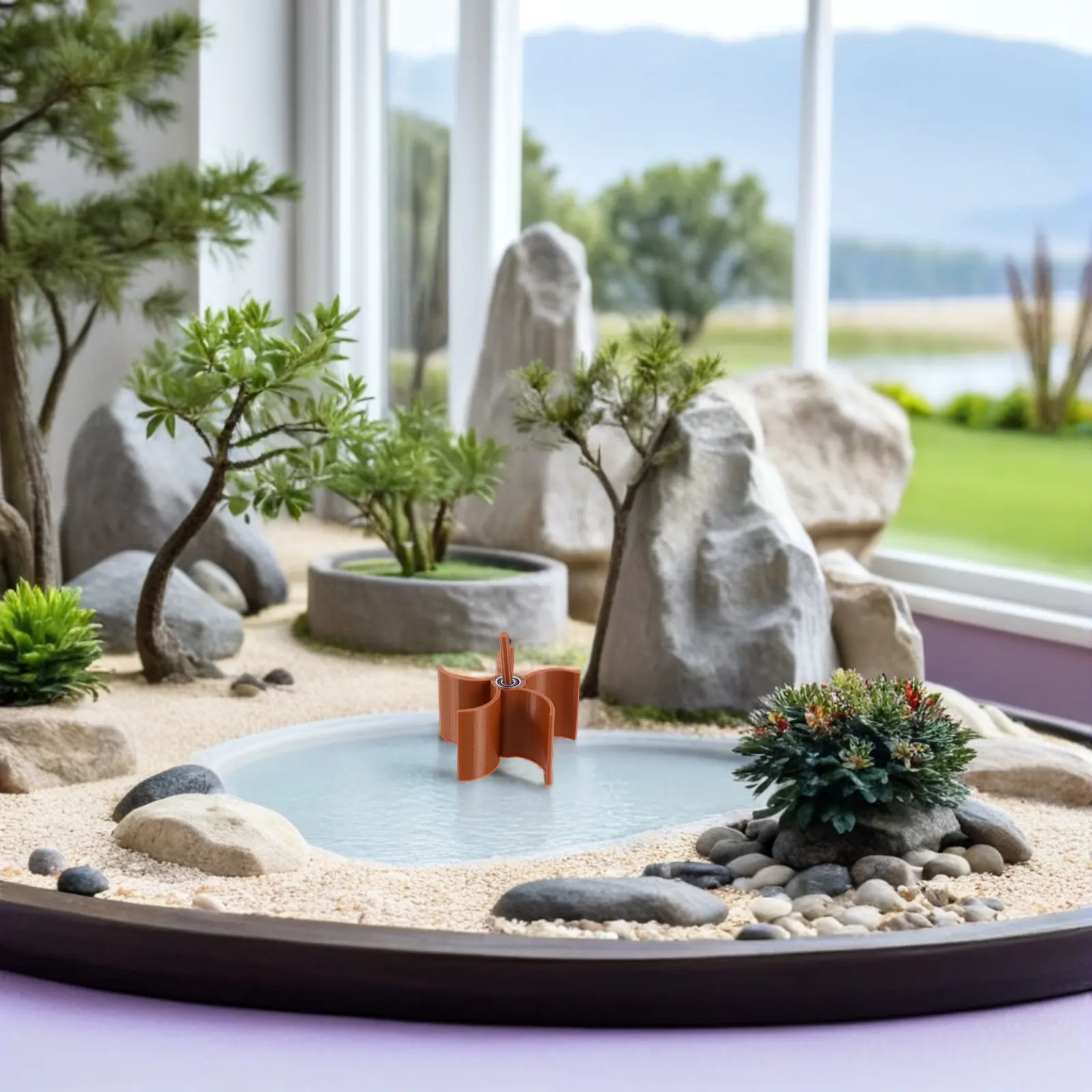 Small Resin Water Wheel Fountain Decor with Realistic Rockery and Rotating Aquatic Feature for Aquarium Fish Tank Tabletop