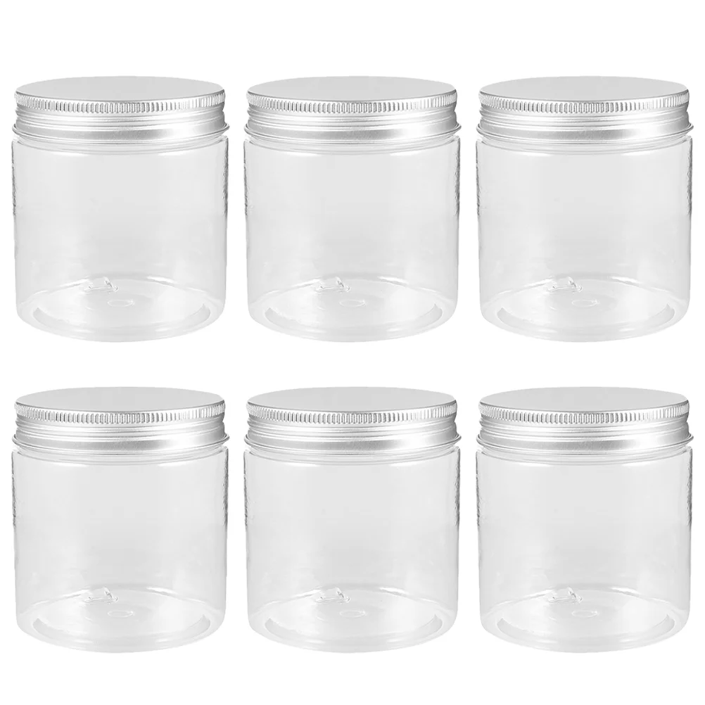 6 Pcs Aluminum Lid Mason Jars Plastic Canning Mini Storage with Lids Fruit Jelly Cans Food Containers