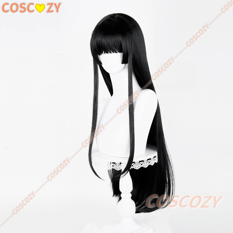Jogo wuwa wuthering onda chisa peruca cosplay halloween anime festa feminino roleplay longo preto perucas retas
