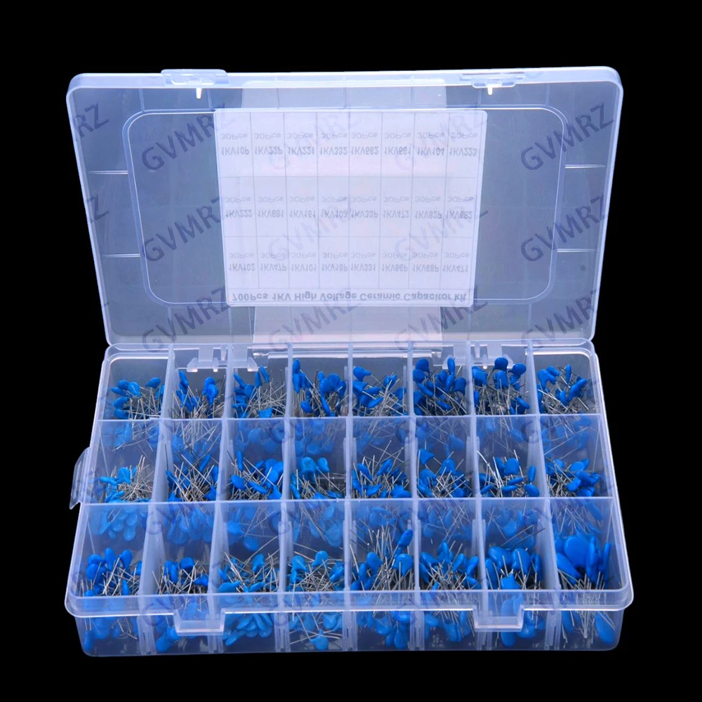 700PCS Ceramic Capacitors 1kV 24 Values ​​Capacitor Pack 103 Magnetic Plate 102 Ceramic Die 1000V High Voltage 102 47P 101 18P