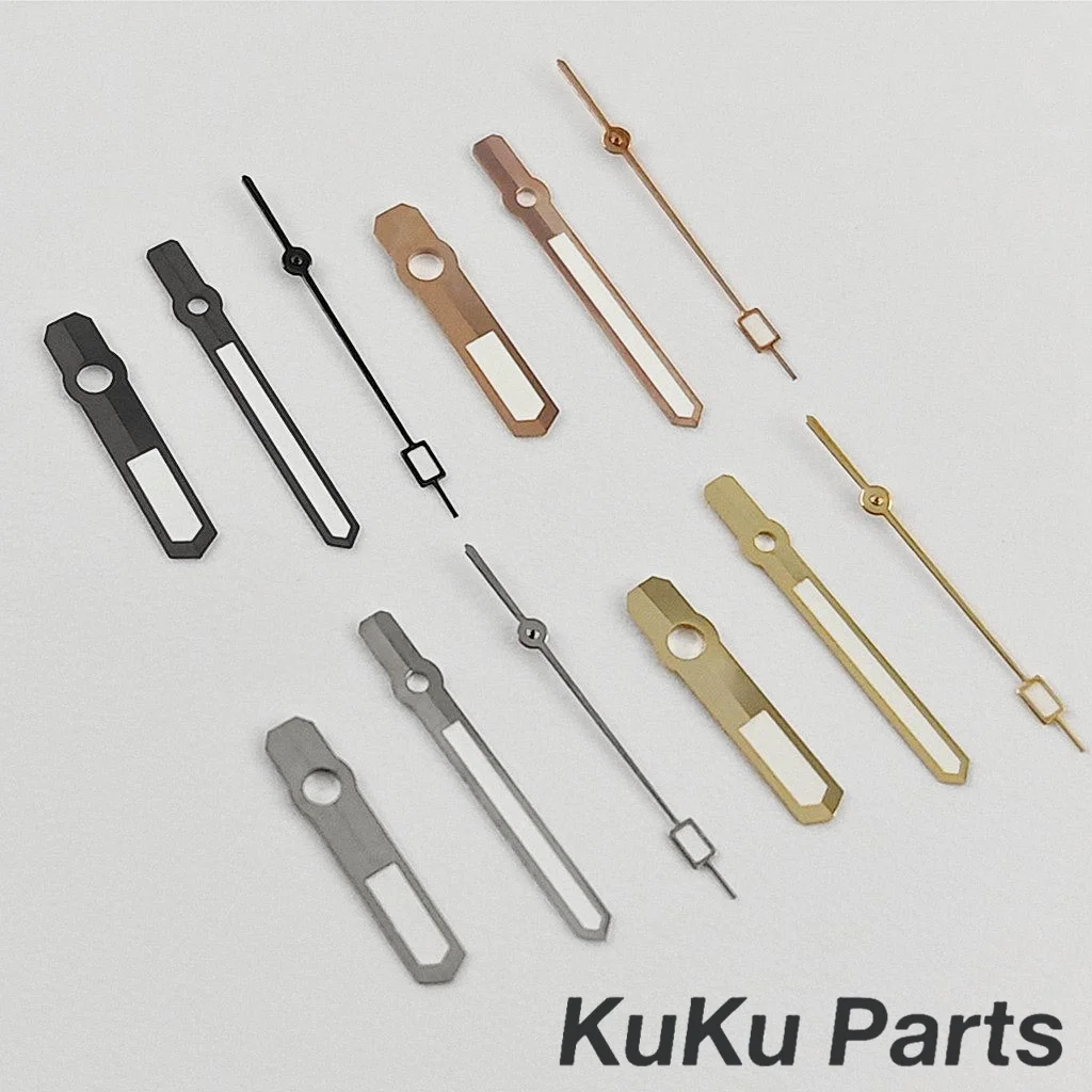 62MAS NH35 Zeiger C3 Starke grüne Leuchtzeiger Silber Gold Roségold Pistolenzeiger Geeignet für NH34 NH35 NH36 4R/7S Uhrwerk