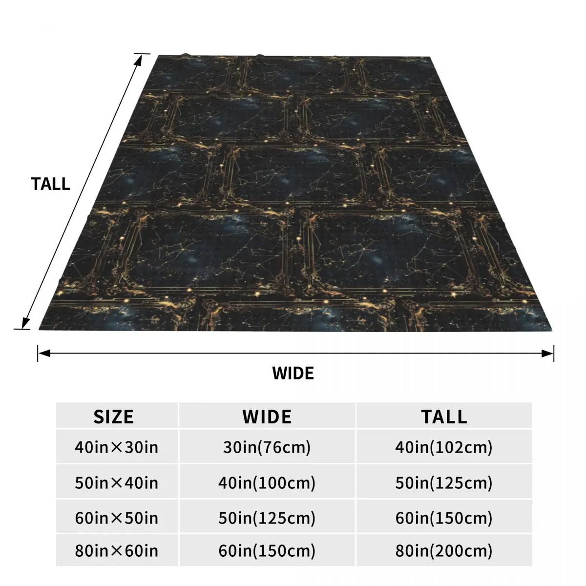 Golden Celestial Stars Zodiac Constellations 8 Blanket Soft Warm Flannel Throw Blanket Cover for Bed Travel Home Couch
