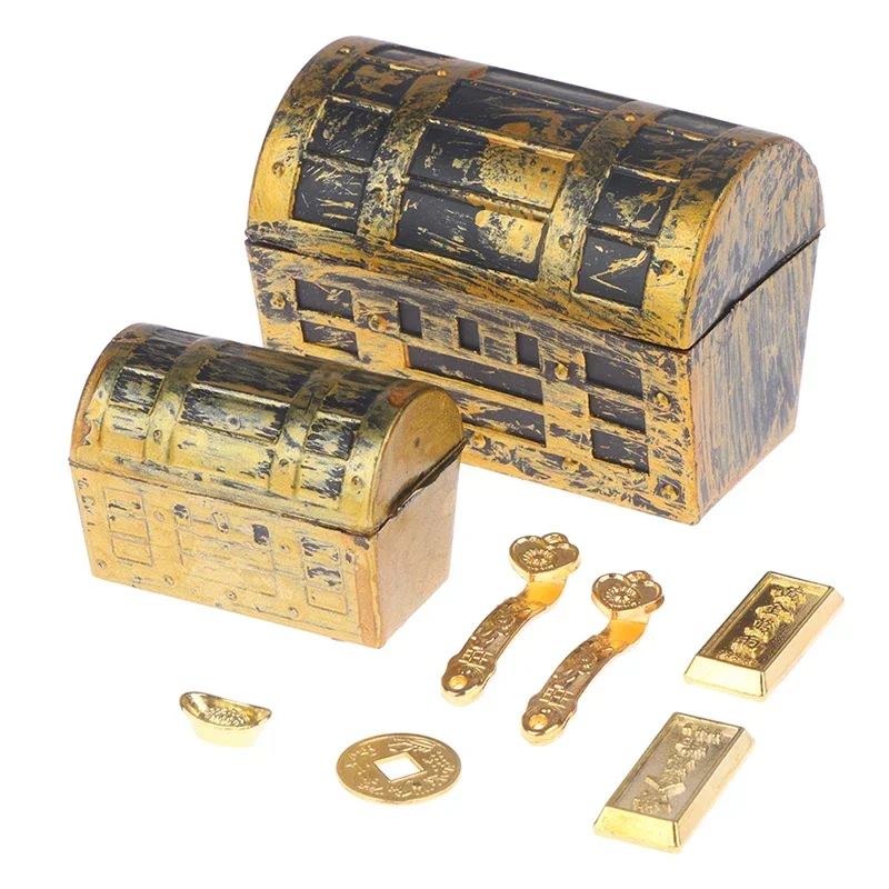 Doll House 1/2/10pcs 1:12 Miniature Model Doll House Accessories Mini Ruyi Gold Ingot Gold Bar Copper Coin Model Decoration