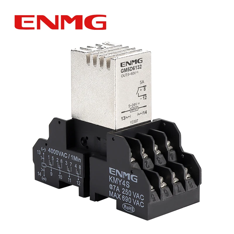 ENMG DIN Rail Solid State Relay 24V DC 15A GL15D6124 AC 220V 5A Optocoupler Isolation Optocoupler Isolation Copper Nickel-Plated