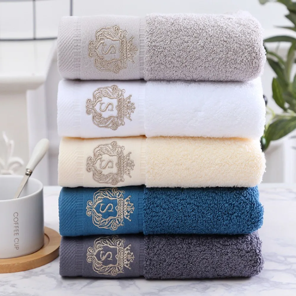1/4/6PCS Cotton Bathroom Towels 34x74cm & 70x140cm Soft Absorbent Hand Face Bath Towel Set Blue White for Home Sport Travel