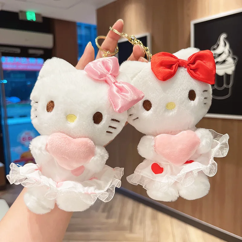 Lindo Sanrio Hello Kitty llavero de juguete de peluche pareja mochila colgante llavero de coche mejor amiga niña cumpleaños regalos de navidad