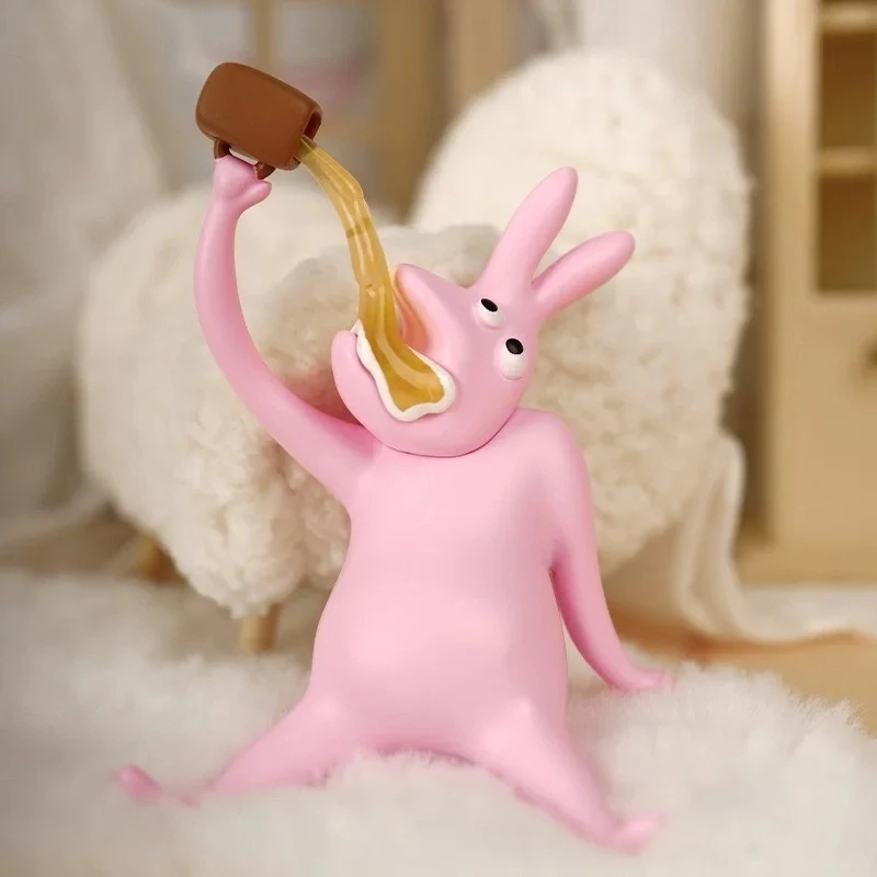 Pink Rabbit Abstract Series Mystery Blind Box Creative Unique Fun Whimsical Desktop Decor Trendy Collectible Figurine Ornament