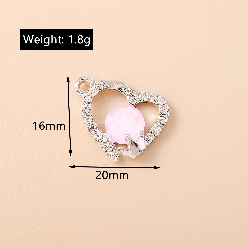 Leslie 10 Stück Funkelnde Anhänger Kristall CZ Herzförmige Charms für Schmuckherstellung DIY Ohrringe Halsketten Zubehör – Detail 6