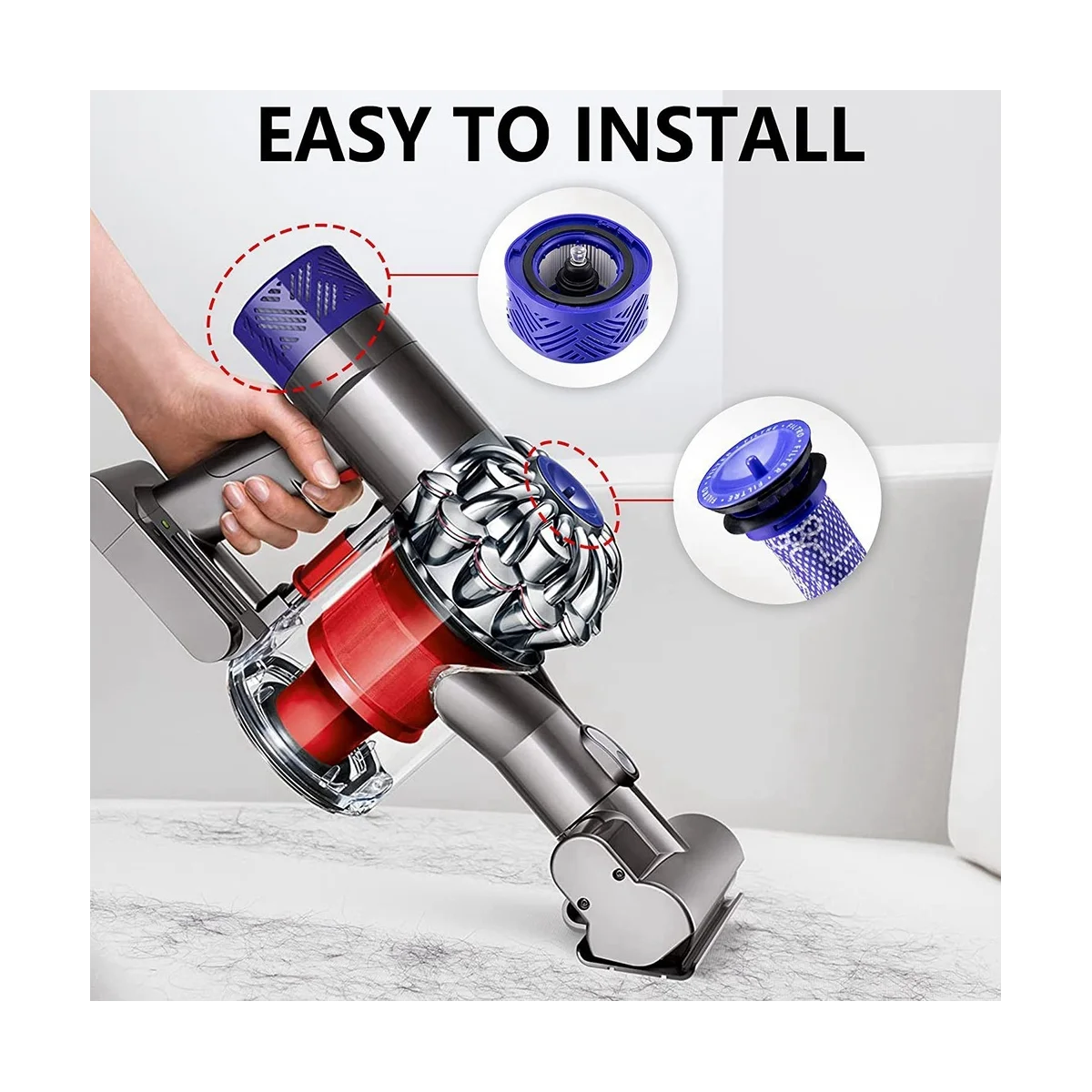 21.6V V6 DC62 อะแดปเตอร์แบตเตอรี่ + ตัวกรองชุดเปลี่ยนสําหรับV6 SV04 SV03 DC58 DC59 DC61 DC74 สัตว์DC72 สูญญากาศ