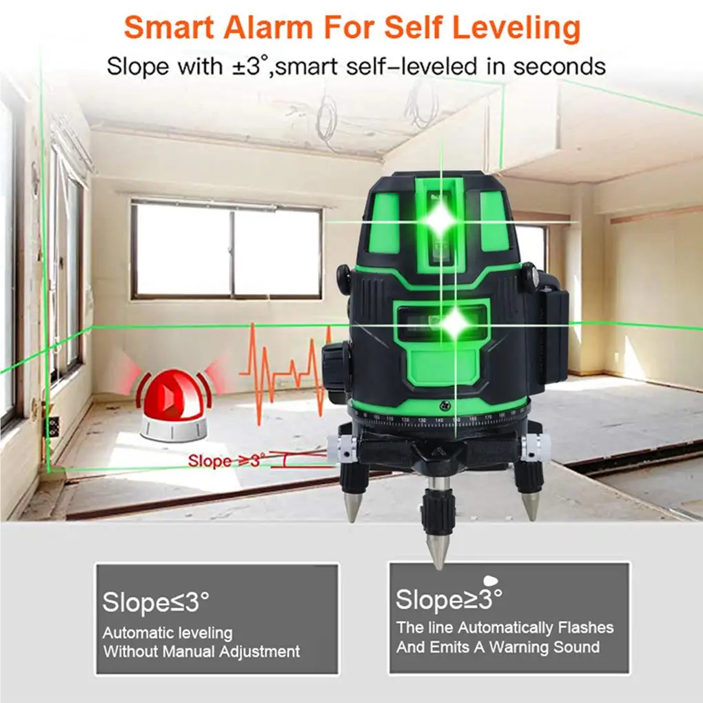 

5 Lines Laser Level Self-Leveling 360 Rotatable Horizontal Vertical Cross Green Laser Beam Line High-precision Laser Level